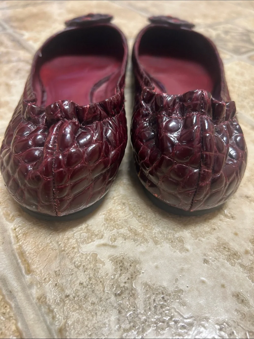 Tory Reva Crocodile Embossed Ballet Flats